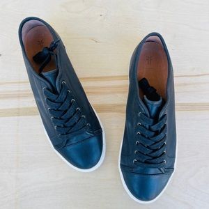 Frye Womens Shoes Black Size 9 Ivy Low Lace Up Soft Leather Sneaker